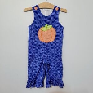 Smocked Auctions Baby Girl Pumpkin Ruffle Jumper, Polka Dot Gingham, Sz 12 mnths